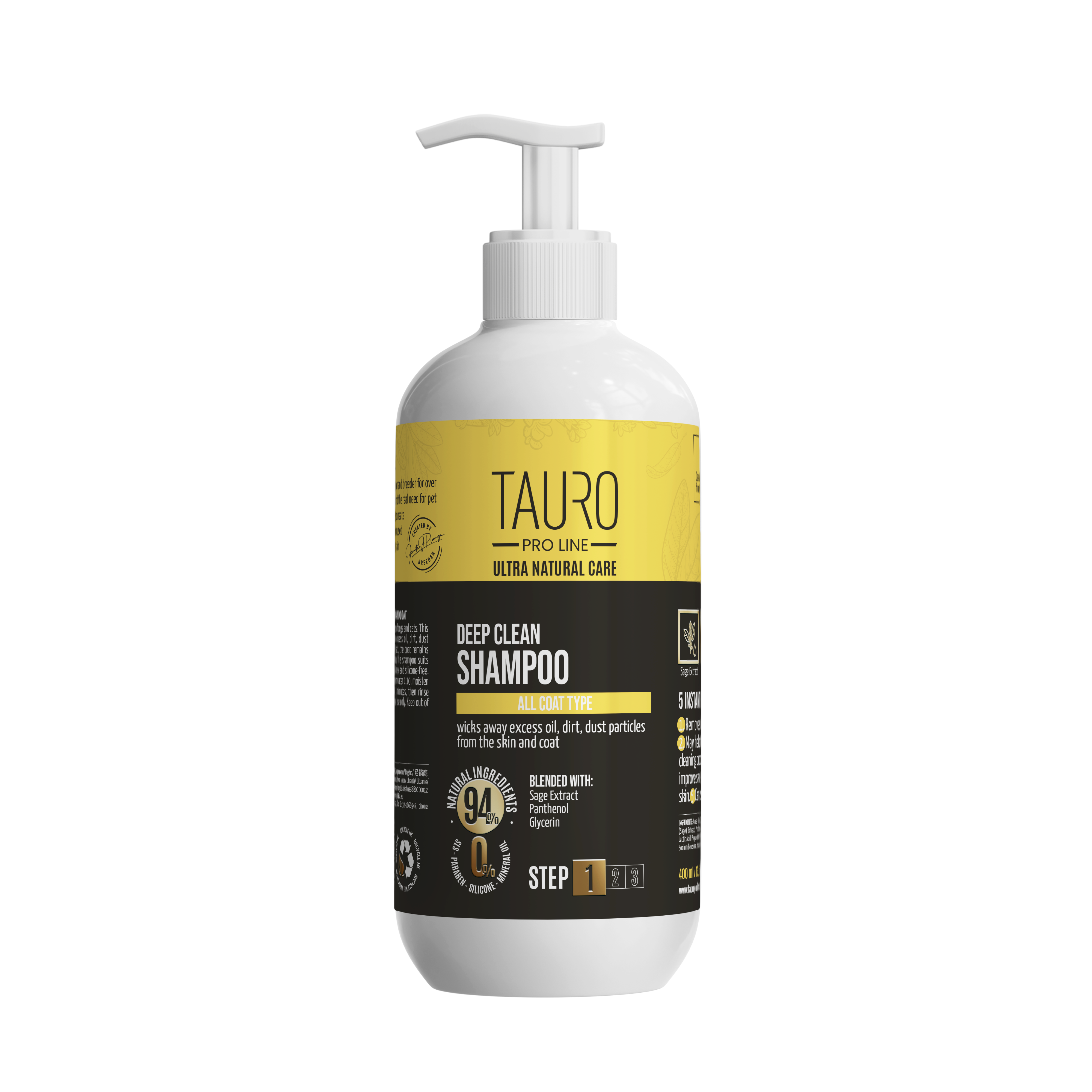 TAURO PRO LINE Ultra Natural Care Deep Clean Shampoo, deep clean shampoo for dogs and cats  skin and coat