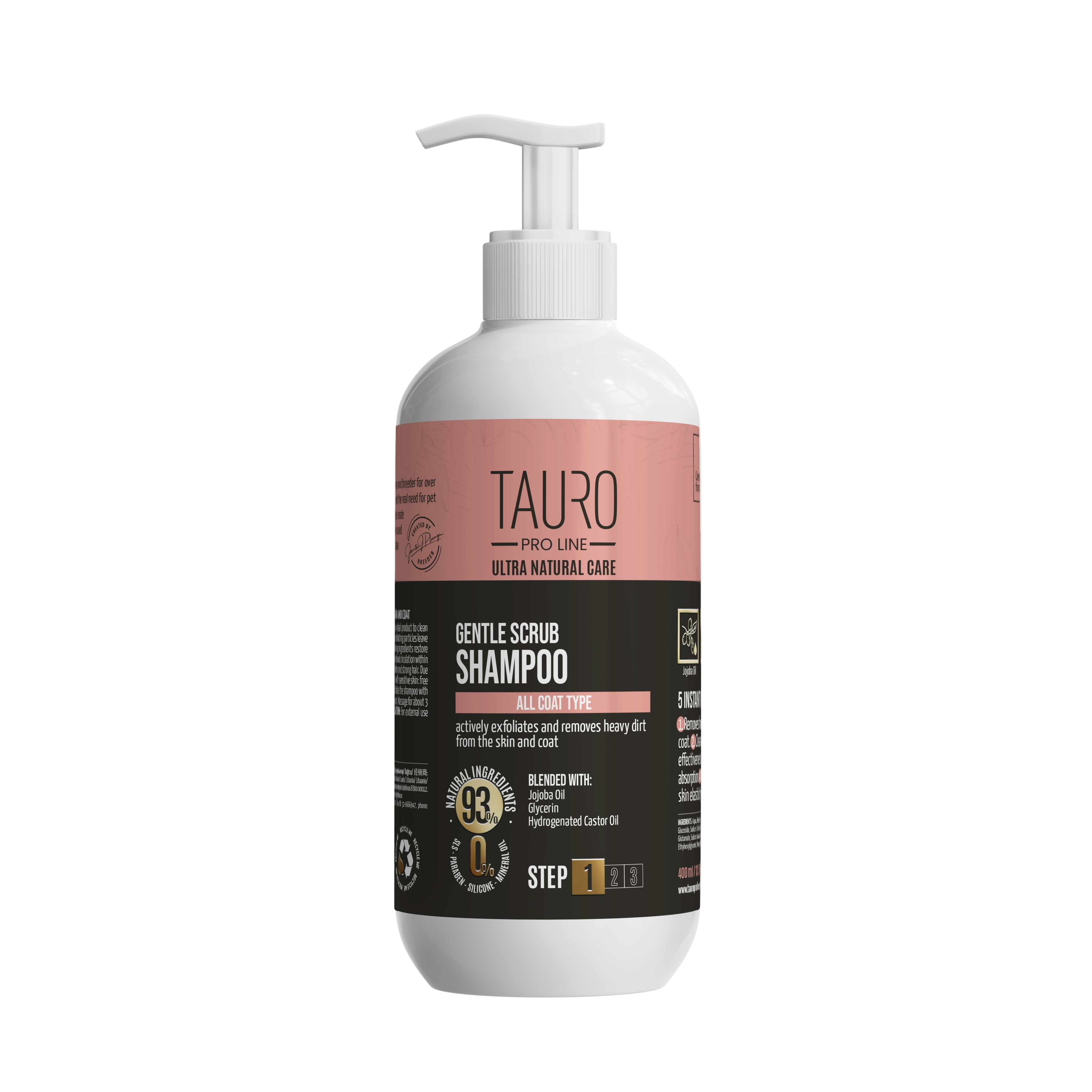 TAURO PRO LINE Ultra Natural Care Gentle Scrub Shampoo, gentle scrub shampoo for dogs and cats skin and coat