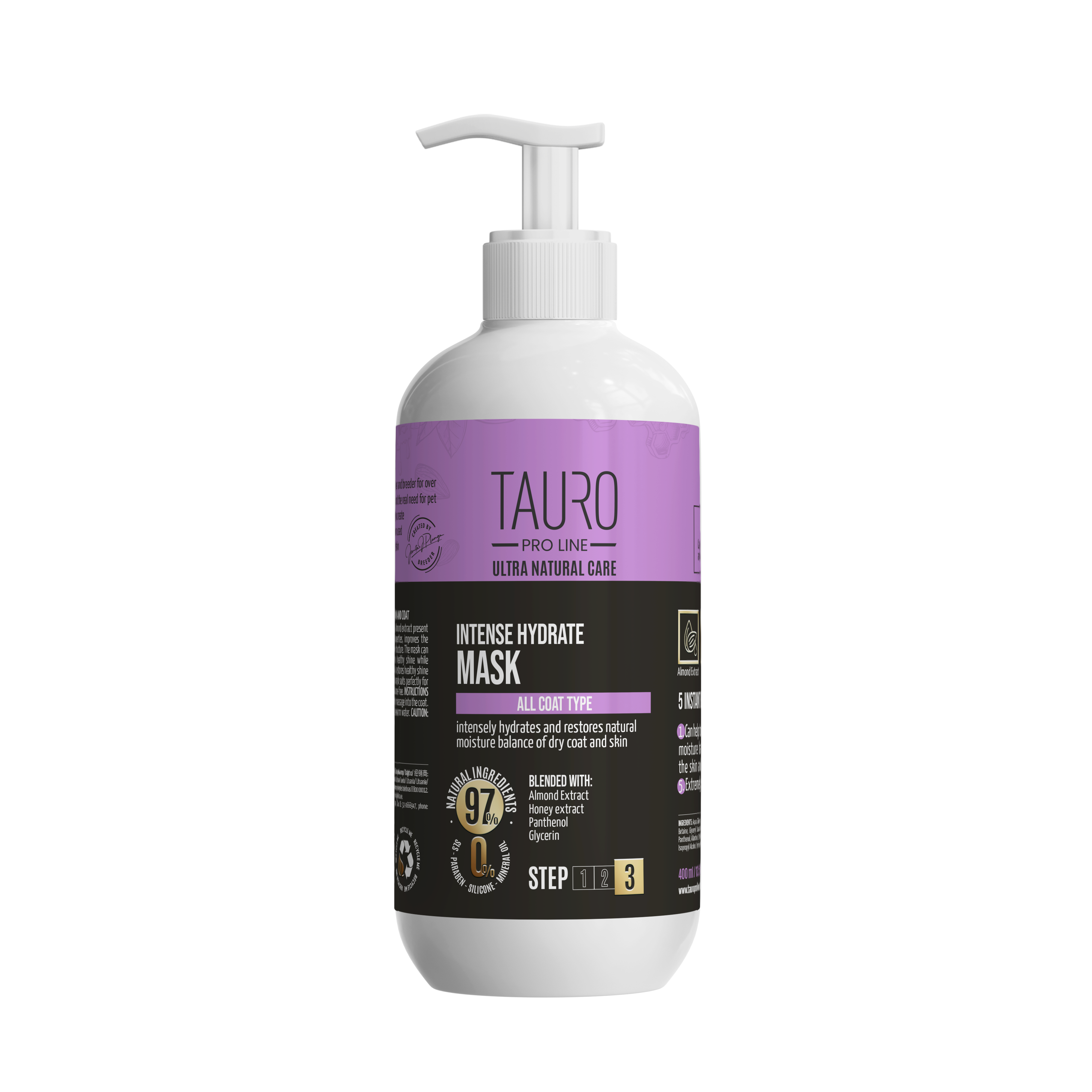 TAURO PRO LINE Ultra Natural Care Intense Hydrate Mask, intense hydrate mask for dogs and cats skin and coat