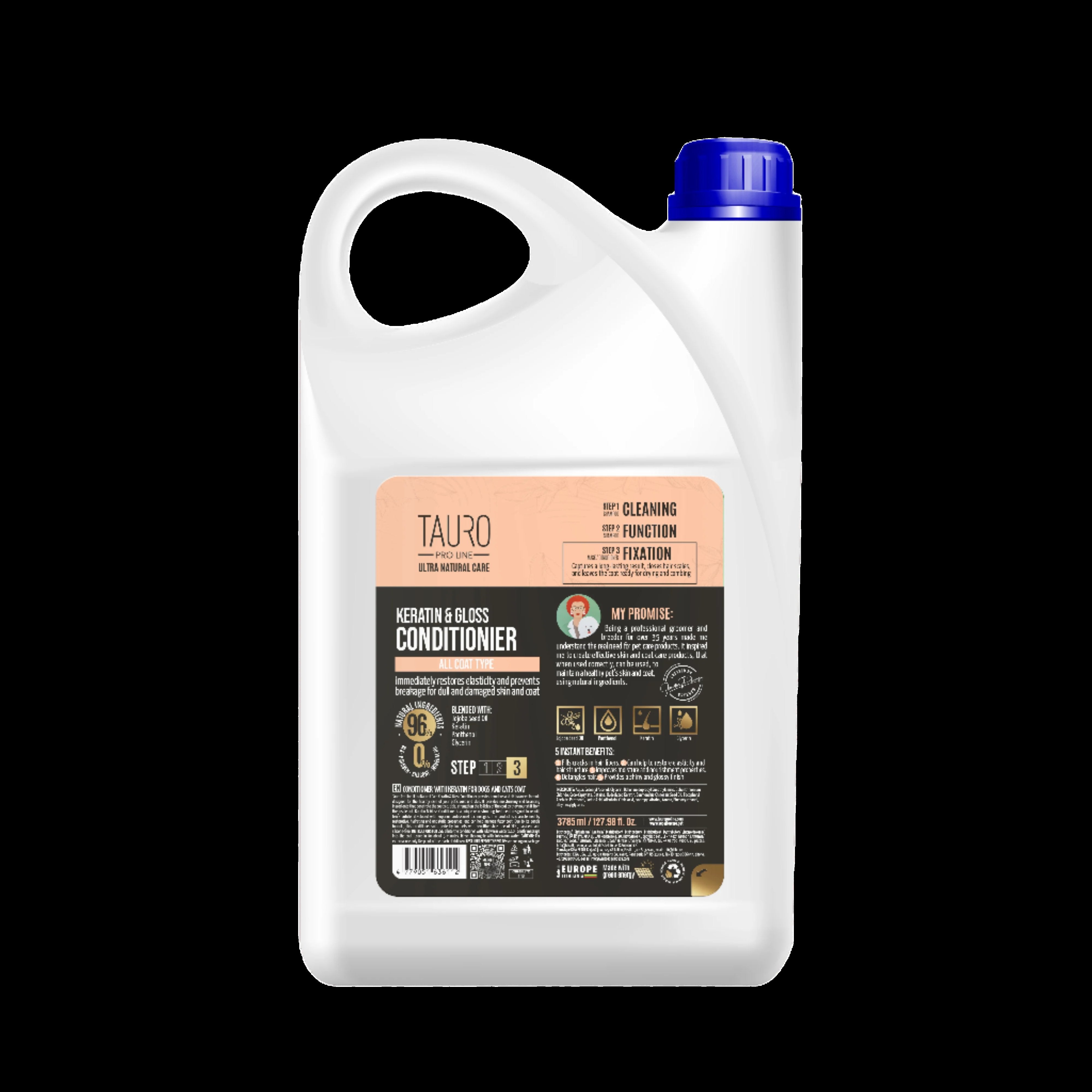 TAURO PRO LINE Ultra Natural Care Keratin & Gloss Conditioner, conditioner with keratin for dogs and cats coat