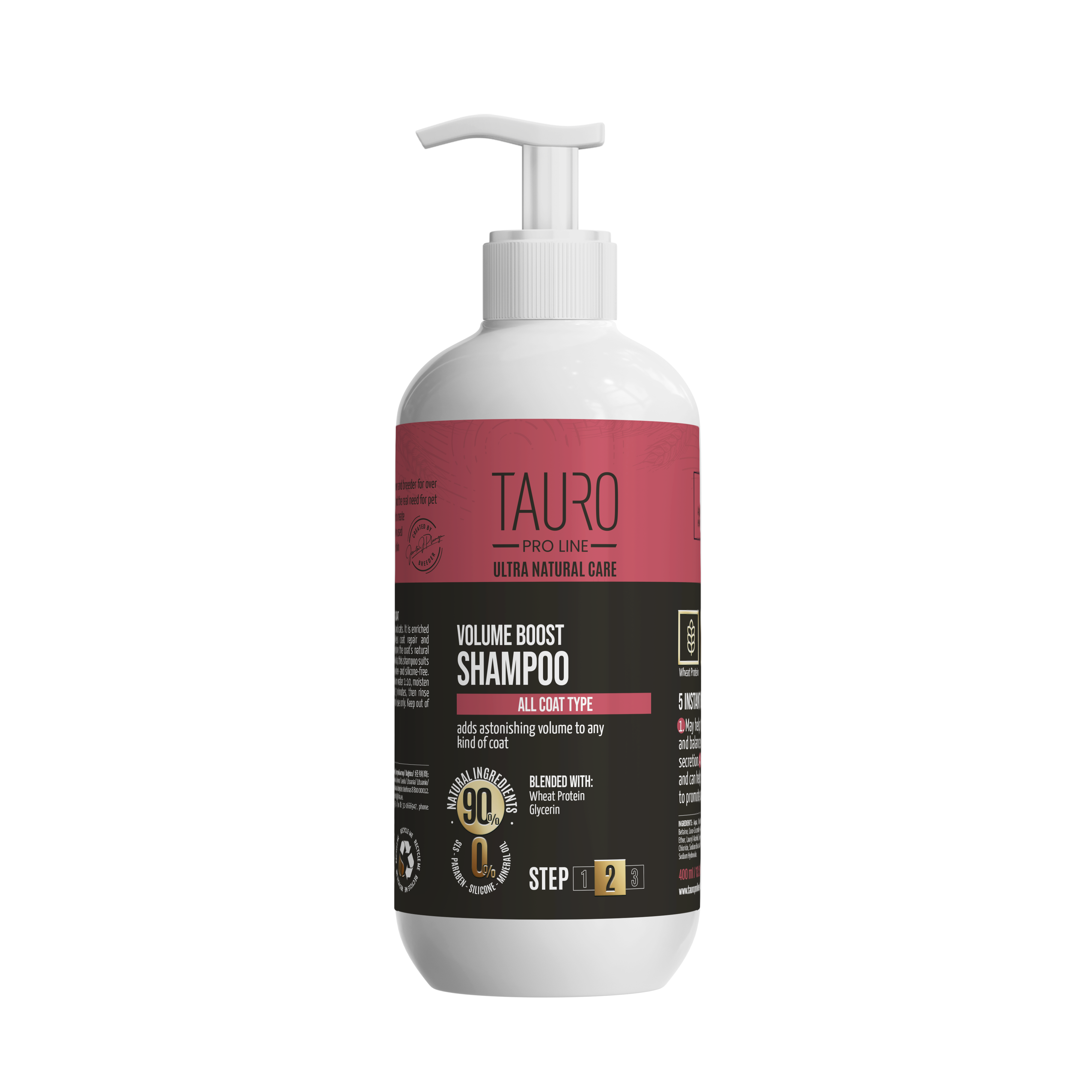 TAURO PRO LINE Ultra Natural Care Volume Boost Shampoo, volume boost shampoo for dogs and cats coat