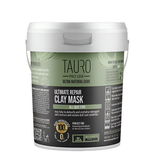 TAURO PRO LINE Ultra Natural Care Ultimate Repair Clay Mask for dogs and cats, ultimate repair clay mask for dogs and cats skin and coat