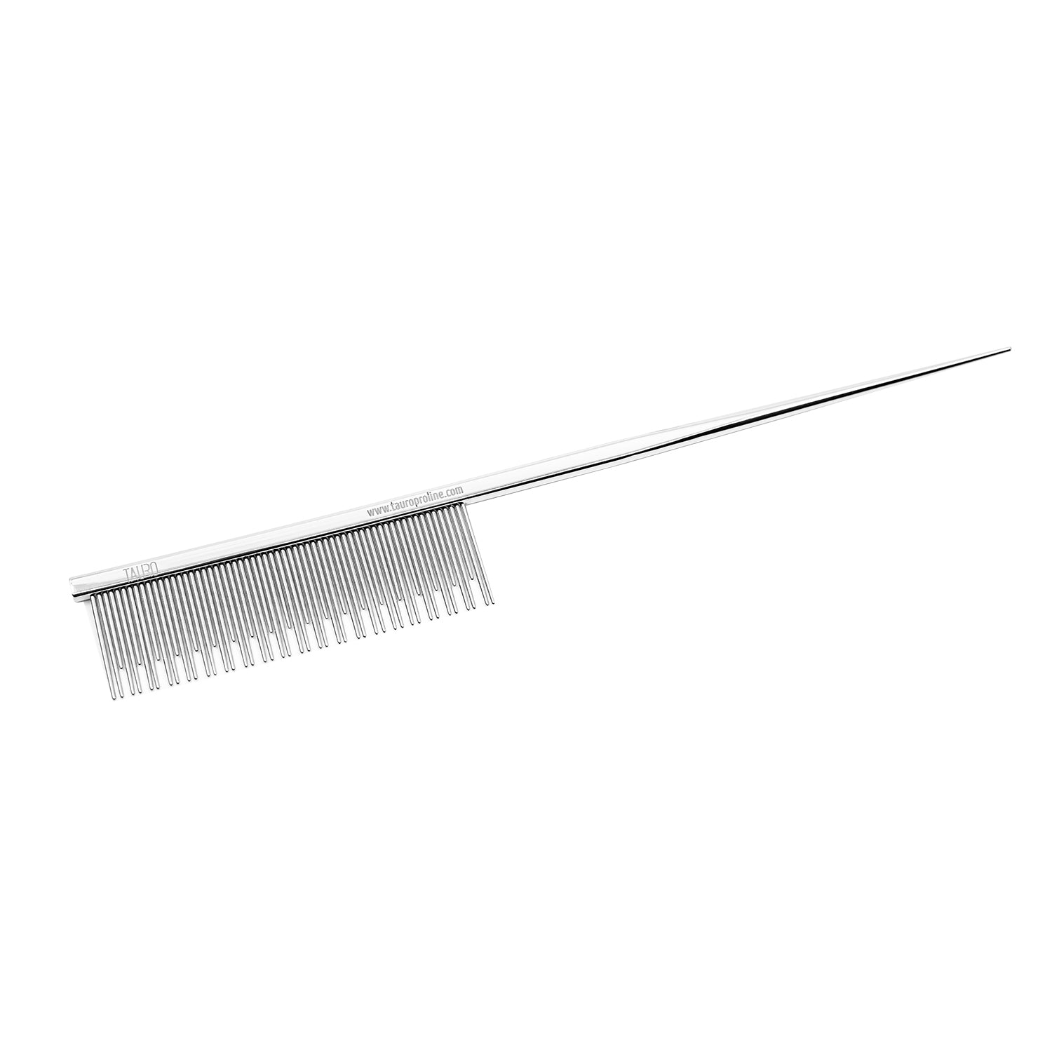 Comb TAURO PRO LINE, metallic, double teeth, with a tail, 19.3 cm