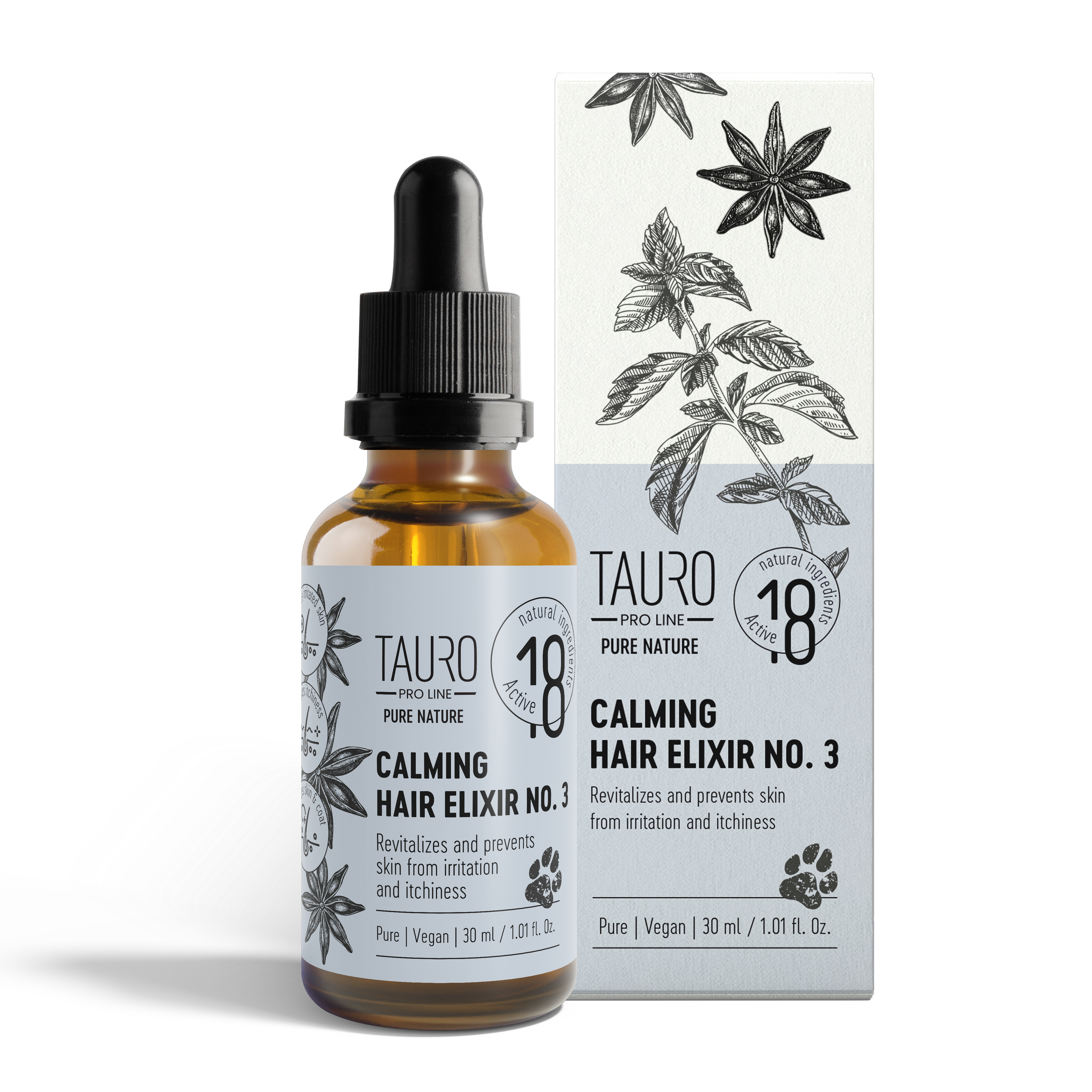 TAURO PRO LINE Pure Nature Calming Elixir No. 3, for calming dogs and cats coat and skin