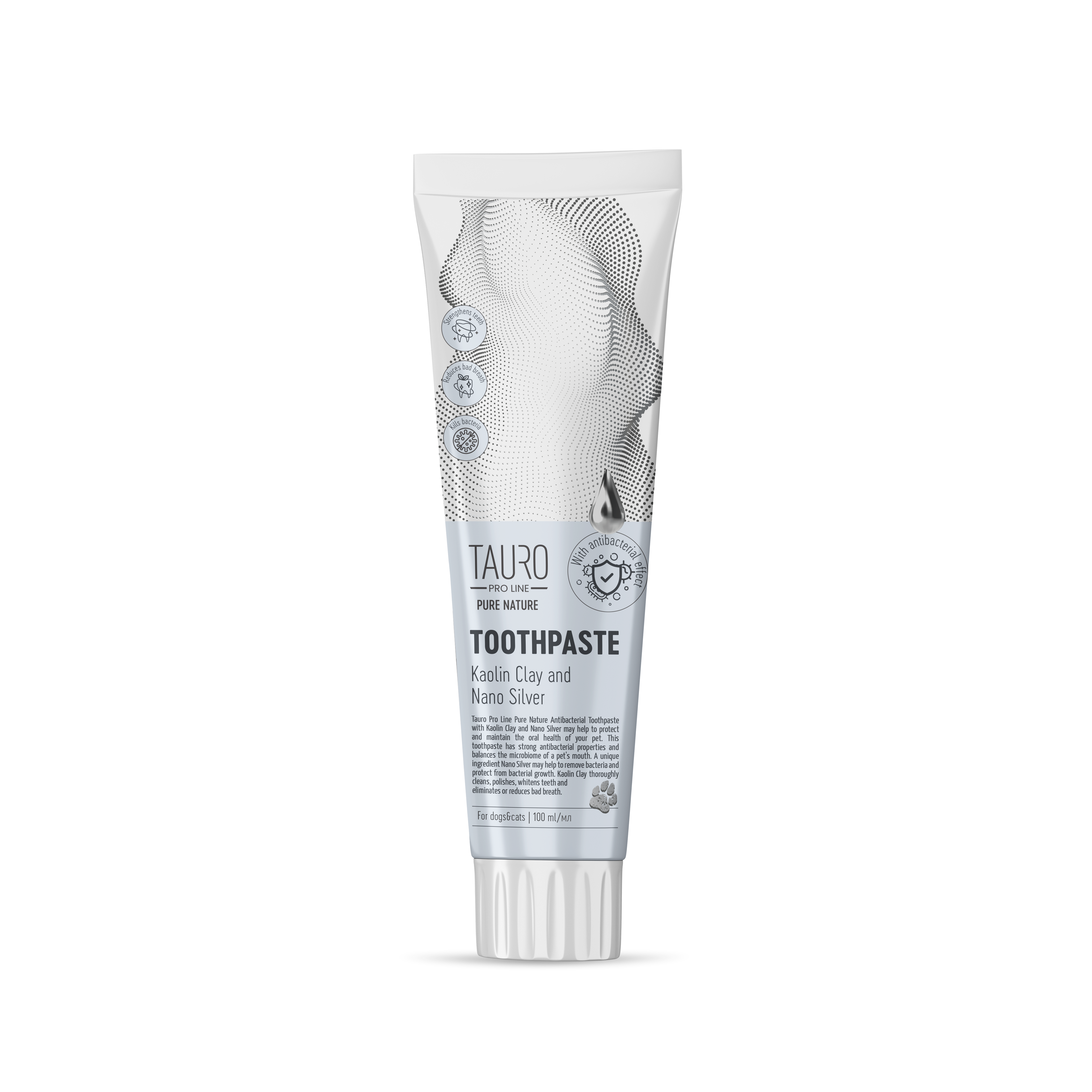 Pure Nature toothpaste with white clay (kaolin), zeolite and  silver nanoparticles for dogs and cats